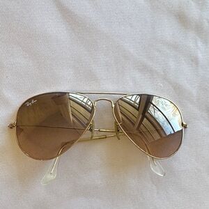Ray-Ban Gold Frame Sunglasses with Brown Lenses